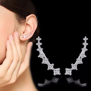 100% Genuine Real Pure Solid 925 Sterling Silver Earrings for Women Jewelry Ear Cuff Cubic Zirconia Female  Clip Earrings Bijoux