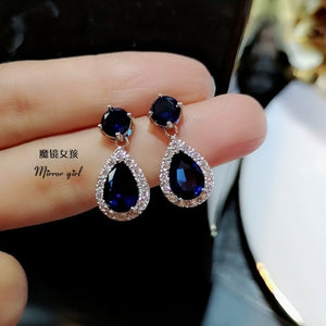 Shining Water Drop Crystal Zircon Women Earrings Charm Colorful Earrings 2019 Simple Bride Wedding Jewelry Brincos