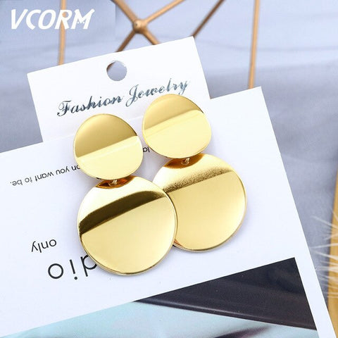 New Korean Acrylic Earrings For Women Statement Vintage Geometric Gold Dangle Drop Earrings 2019 Female Wedding Fashion Jewelry