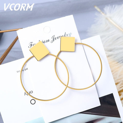 New Korean Acrylic Earrings For Women Statement Vintage Geometric Gold Dangle Drop Earrings 2019 Female Wedding Fashion Jewelry