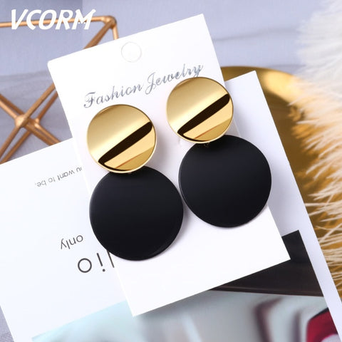 New Korean Acrylic Earrings For Women Statement Vintage Geometric Gold Dangle Drop Earrings 2019 Female Wedding Fashion Jewelry