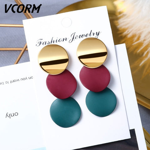 New Korean Acrylic Earrings For Women Statement Vintage Geometric Gold Dangle Drop Earrings 2019 Female Wedding Fashion Jewelry