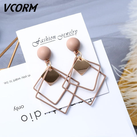 New Korean Acrylic Earrings For Women Statement Vintage Geometric Gold Dangle Drop Earrings 2019 Female Wedding Fashion Jewelry