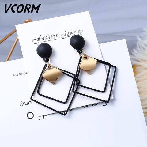 New Korean Acrylic Earrings For Women Statement Vintage Geometric Gold Dangle Drop Earrings 2019 Female Wedding Fashion Jewelry