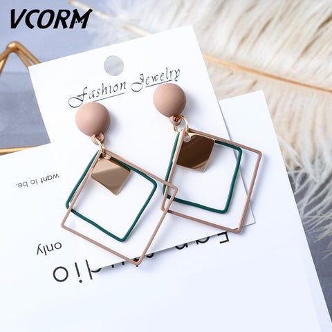 New Korean Acrylic Earrings For Women Statement Vintage Geometric Gold Dangle Drop Earrings 2019 Female Wedding Fashion Jewelry