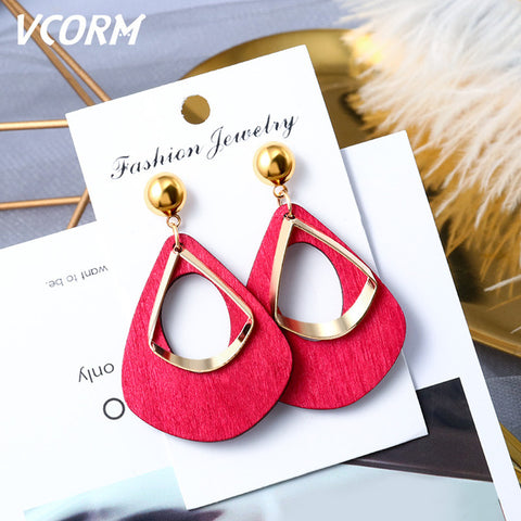 New Korean Acrylic Earrings For Women Statement Vintage Geometric Gold Dangle Drop Earrings 2019 Female Wedding Fashion Jewelry