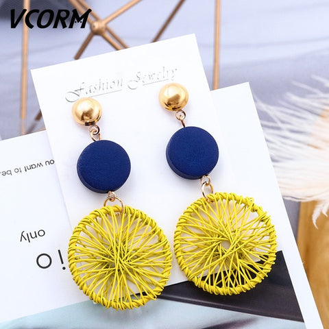 New Korean Acrylic Earrings For Women Statement Vintage Geometric Gold Dangle Drop Earrings 2019 Female Wedding Fashion Jewelry