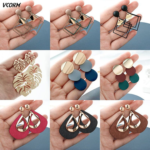 New Korean Acrylic Earrings For Women Statement Vintage Geometric Gold Dangle Drop Earrings 2019 Female Wedding Fashion Jewelry