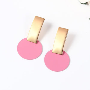 Korean Statement Round Dangle Drop Earrings for Women 2019 Fashion Jewelry Vintage Geometric Round Sequin Hanging Gold Earring