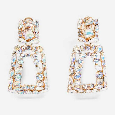 Dvacaman New Designs Crystal Square Drop Earrings for Women 2019 Fashion Rhinestone Statement Earrings Dangle Wedding Jewelry