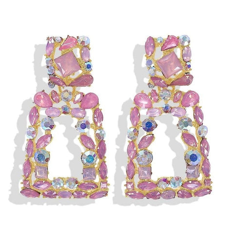 Dvacaman New Designs Crystal Square Drop Earrings for Women 2019 Fashion Rhinestone Statement Earrings Dangle Wedding Jewelry