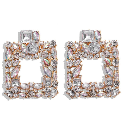 Dvacaman New Designs Crystal Square Drop Earrings for Women 2019 Fashion Rhinestone Statement Earrings Dangle Wedding Jewelry