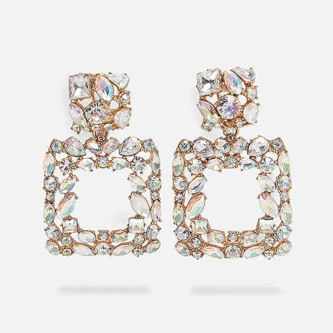 Dvacaman New Designs Crystal Square Drop Earrings for Women 2019 Fashion Rhinestone Statement Earrings Dangle Wedding Jewelry