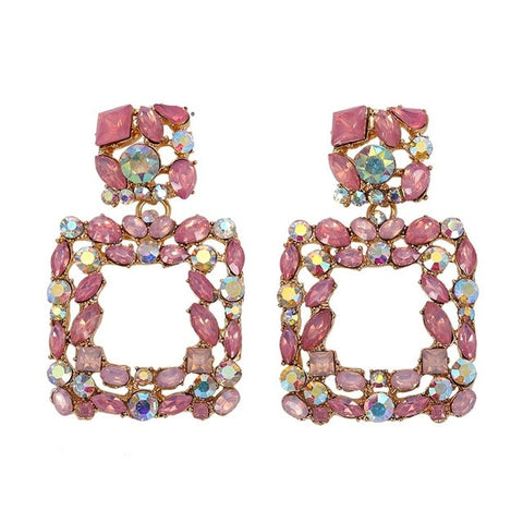 Dvacaman New Designs Crystal Square Drop Earrings for Women 2019 Fashion Rhinestone Statement Earrings Dangle Wedding Jewelry