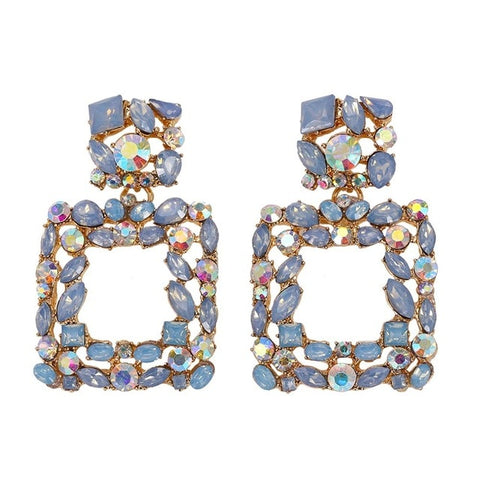 Dvacaman New Designs Crystal Square Drop Earrings for Women 2019 Fashion Rhinestone Statement Earrings Dangle Wedding Jewelry