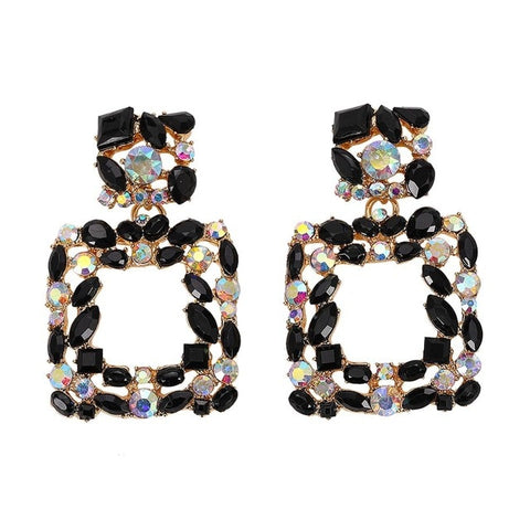 Dvacaman New Designs Crystal Square Drop Earrings for Women 2019 Fashion Rhinestone Statement Earrings Dangle Wedding Jewelry