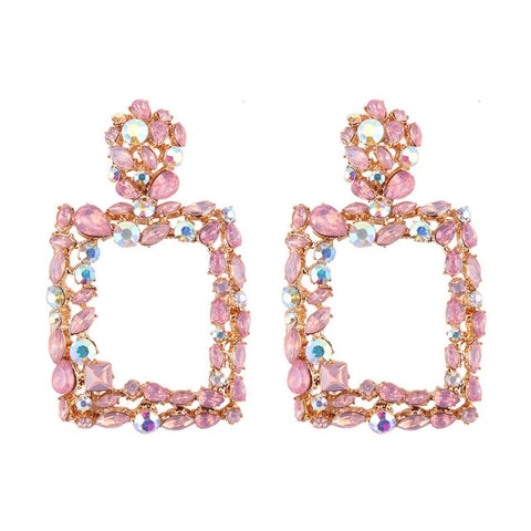 Dvacaman New Designs Crystal Square Drop Earrings for Women 2019 Fashion Rhinestone Statement Earrings Dangle Wedding Jewelry