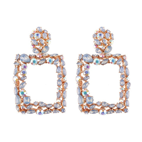 Dvacaman New Designs Crystal Square Drop Earrings for Women 2019 Fashion Rhinestone Statement Earrings Dangle Wedding Jewelry