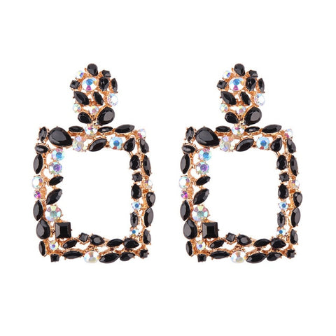 Dvacaman New Designs Crystal Square Drop Earrings for Women 2019 Fashion Rhinestone Statement Earrings Dangle Wedding Jewelry