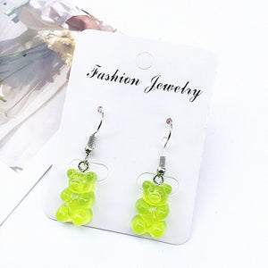 1 Pair Creative Cute Mini Gummy Bear Earring Minimalism Cartoon Design Female Ear Hooks Danglers Jewelry Gift Jelly Cool Popular