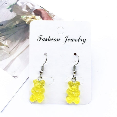 1 Pair Creative Cute Mini Gummy Bear Earring Minimalism Cartoon Design Female Ear Hooks Danglers Jewelry Gift Jelly Cool Popular