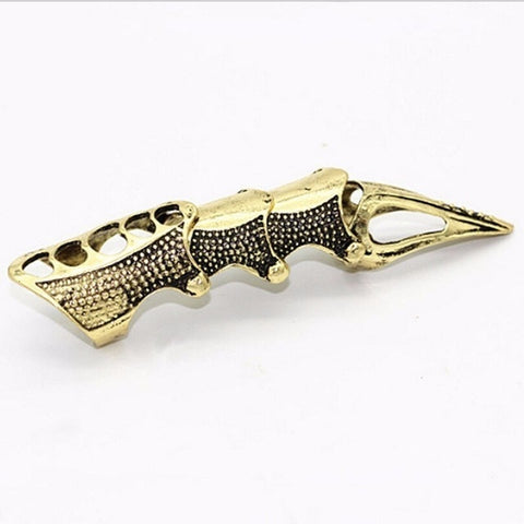 Gothic Punk Rock Metal Joint Armor Ring For Men Women Exaggerated Long Knuckle Full Finger Claw Ring