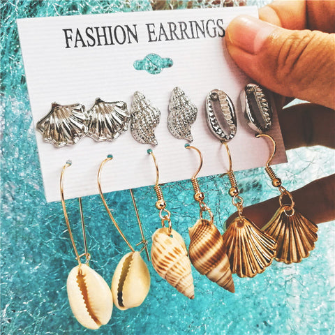 Pearl Sea Shell Earrings For Women Gold Color Trendy Metal Shell Cowrie Statement Dangle Earrings 2019 New Summer Beach Jewelry