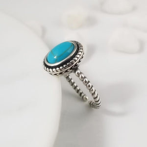 Real Pure 925 Sterling Silver Rings For Women With Turquoise Stone Vintage Opening Type Leaf Oval Shape Turkish Jewelry