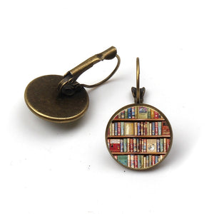 New retro books photo earrings lovers jewelry librarians bookshelf earring gifts writers students teacher Pendant nerd gifts