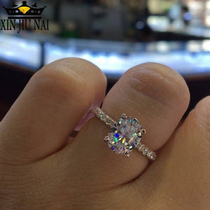 4Colors Princess Luxury Propose Trendy Sparkling Round Cut Zircon Ring Set Women Brilliant Shiny Stone Wedding Rings Teen Girls