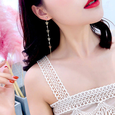 2019 Earing Oorbellen Japanese And Korean Version Long Tassels Eardrop Contracted Air-defense Allergic Stud Earrings Tassel