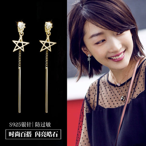 2019 Earing Oorbellen Japanese And Korean Version Long Tassels Eardrop Contracted Air-defense Allergic Stud Earrings Tassel