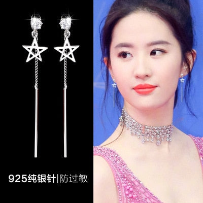 2019 Earing Oorbellen Japanese And Korean Version Long Tassels Eardrop Contracted Air-defense Allergic Stud Earrings Tassel