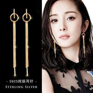 2019 Earing Oorbellen Japanese And Korean Version Long Tassels Eardrop Contracted Air-defense Allergic Stud Earrings Tassel