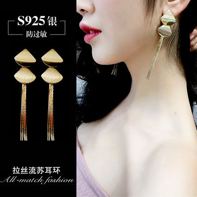 2019 Earing Oorbellen Japanese And Korean Version Long Tassels Eardrop Contracted Air-defense Allergic Stud Earrings Tassel