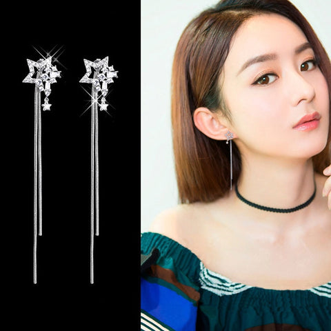 2019 Earing Oorbellen Japanese And Korean Version Long Tassels Eardrop Contracted Air-defense Allergic Stud Earrings Tassel