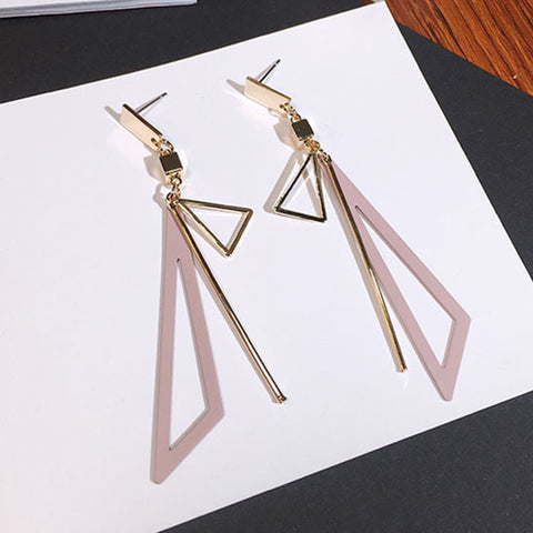 Creative korean long triangle geometric tassel swing drop earrings for woman earrings fashion jewelry