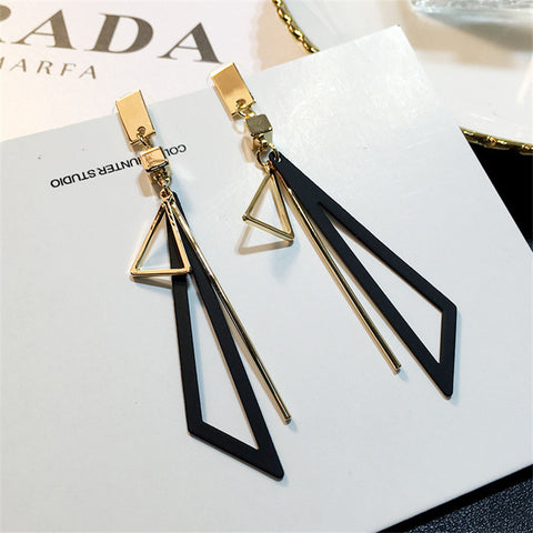 Creative korean long triangle geometric tassel swing drop earrings for woman earrings fashion jewelry