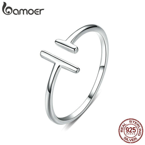 bameor Authentic 925 Sterling Silver Simple Minimalist Open Adjustable Finger Rings for Women Fashion Band Female Bijoux SCR555