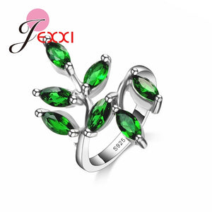 New Design Green Crystal Rings Women 925 Sterling Silver Fashion Ladies Wedding Engagement Party Rings