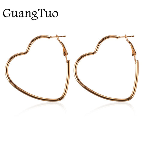 EK2095 New Fashion Hollow Peach Heart Earring Metal Plating Ornaments Simple Dangle Earrings For Women Copper Brincos Jewelry
