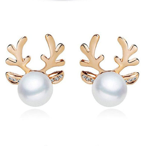 1Pair Earring Necklace Christmas Decor Reindeer Ear Stud  Pendant Christmas Decorations For Home 2019 Navidad Ornament Xmas Gift