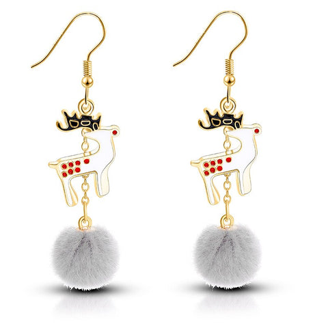 1Pair Earring Necklace Christmas Decor Reindeer Ear Stud  Pendant Christmas Decorations For Home 2019 Navidad Ornament Xmas Gift