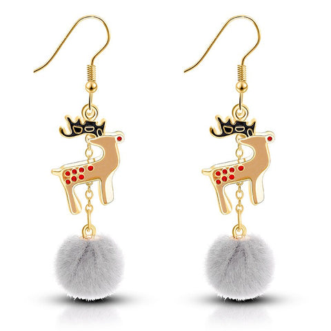 1Pair Earring Necklace Christmas Decor Reindeer Ear Stud  Pendant Christmas Decorations For Home 2019 Navidad Ornament Xmas Gift