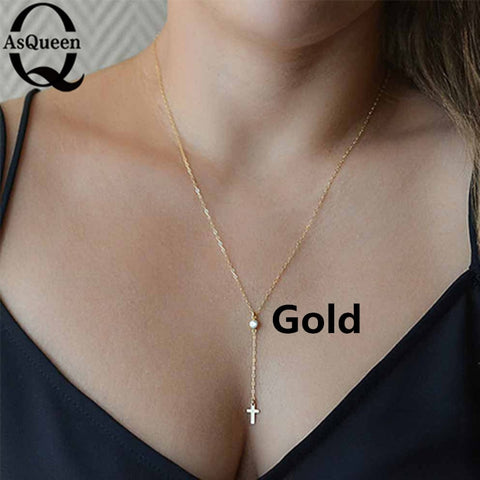 Small Gold Cross Pendant Necklace Women Girl Kids Mini Charm Pendant Gold Color Jewelry Crucifix Christian Ornaments