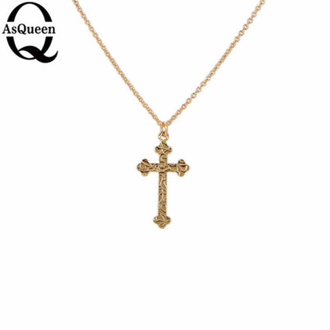 Small Gold Cross Pendant Necklace Women Girl Kids Mini Charm Pendant Gold Color Jewelry Crucifix Christian Ornaments