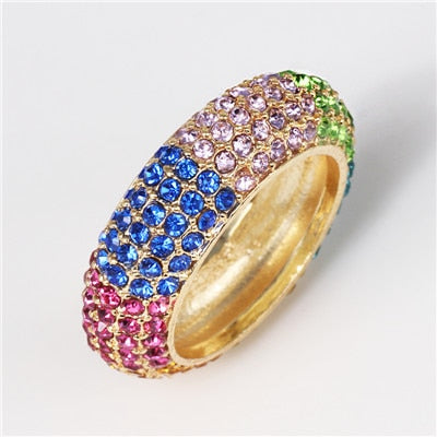 AOTEMAN Rainbow ring 47 color baguette cubic zirconia cz Gold filled engagement band ring for women  925 sterling silver jewelry