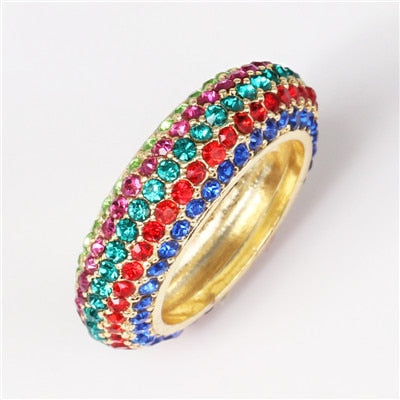 AOTEMAN Rainbow ring 47 color baguette cubic zirconia cz Gold filled engagement band ring for women  925 sterling silver jewelry